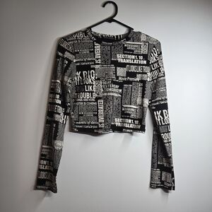 Bershka News Papers Crop Top Size M